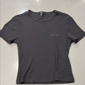 BDG Charcoal Ribbed Short Sleeve Tee